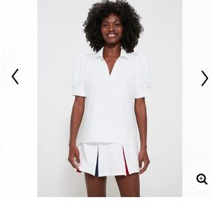 Tuckernuck White Puff Sleeve Polo Size Large TNUCK SPORT